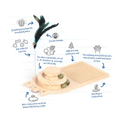 Duvo+ Play 'n Scratch Kattenspeeltje Hout 2 Duvo+ Play 'n Scratch Kattenspeeltje Hout - Afbeelding 2
