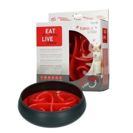Eat Slow Live Longer Anti Schrokbak Hond Tumble Rood 1 Eat Slow Live Longer Anti Schrokbak Hond Tumble Rood