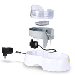 EBI Waterfontein Met Voerbak 2 In 1 Grijs/wit -Katten En Honden Benodigdheden ebi waterfontein met voerbak 2 in 1 grijs wit 2