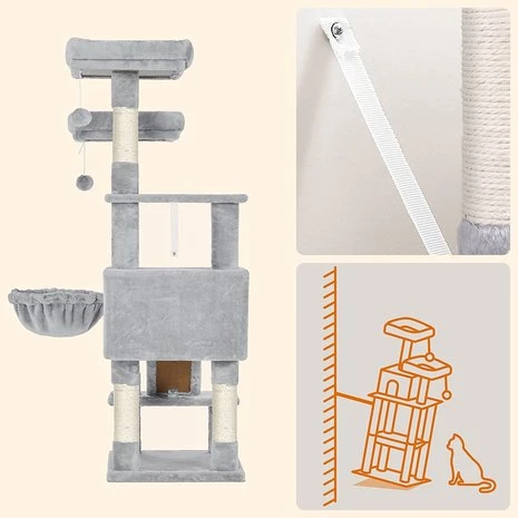 Krabpaal Syke Grijs 5 Krabpaal Syke Grijs - Afbeelding 5